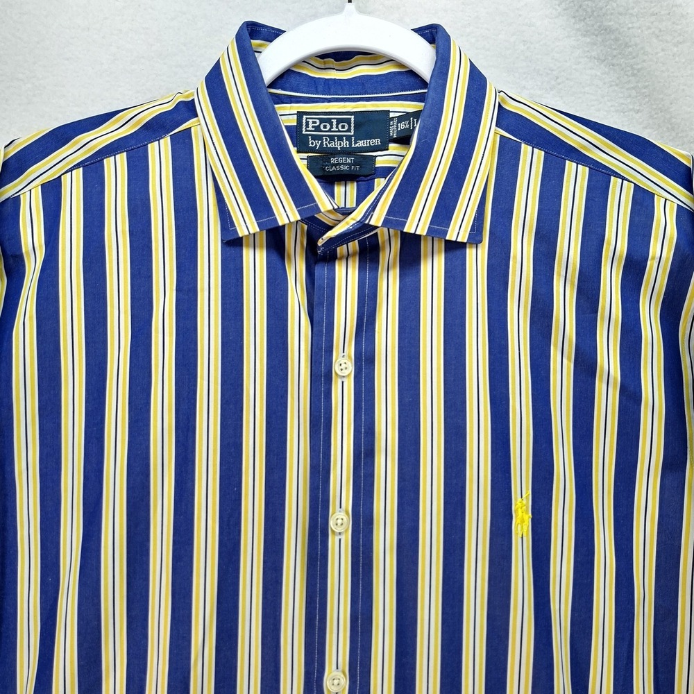 Polo Ralph Lauren Shirt Mens 16.5 L Regent Classic Fit Button Up Dressy Striped